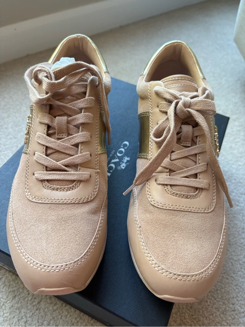 Coach Women's Blush Leather & Suede Runner with Gold Accent
